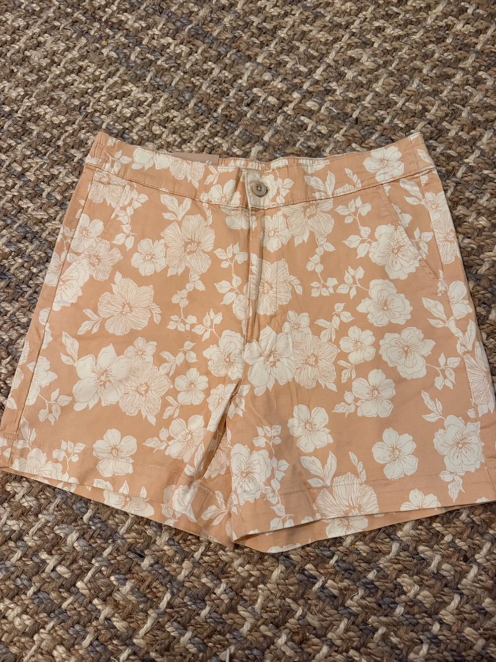 JACHS Girlfriend Peach Floral Bermuda Shorts